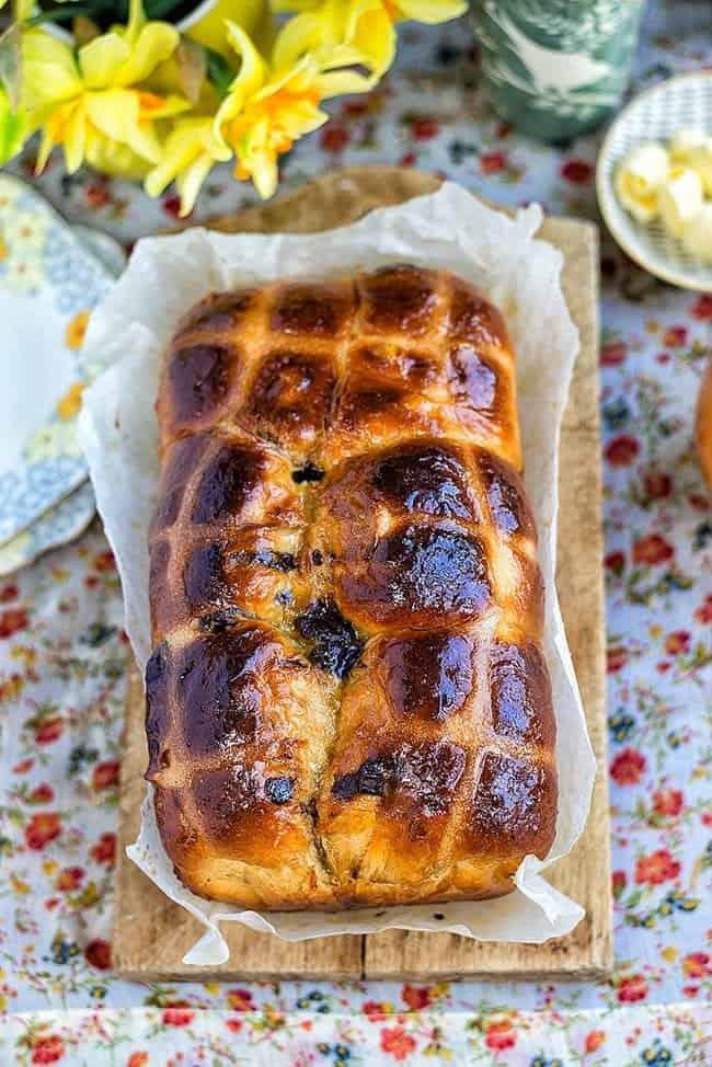 Orange and chocolate hot cross bun loaf