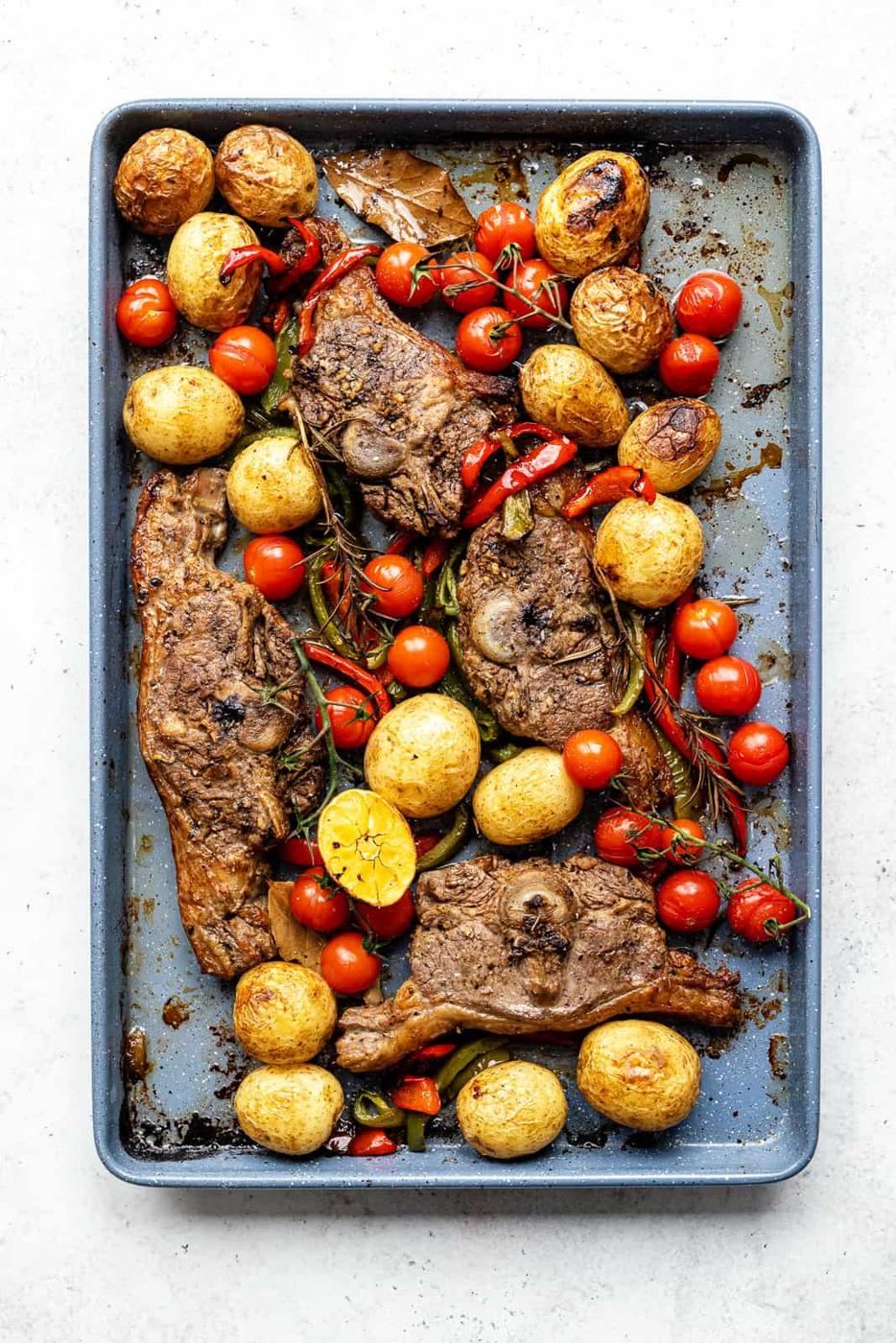 Baked Lamb Chops with Potatoes and Peppers