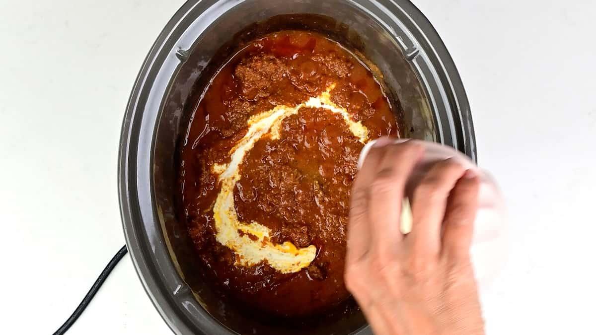 stirring cream into Pasanda curry