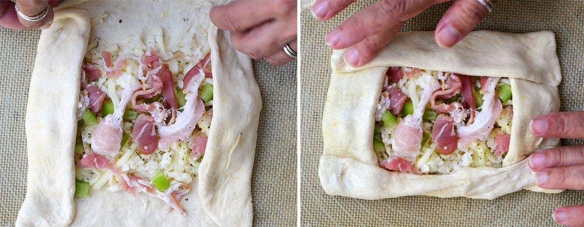 How to fold dough for peinirli