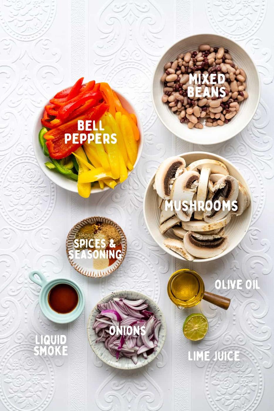 ingredients for vegan fajitas