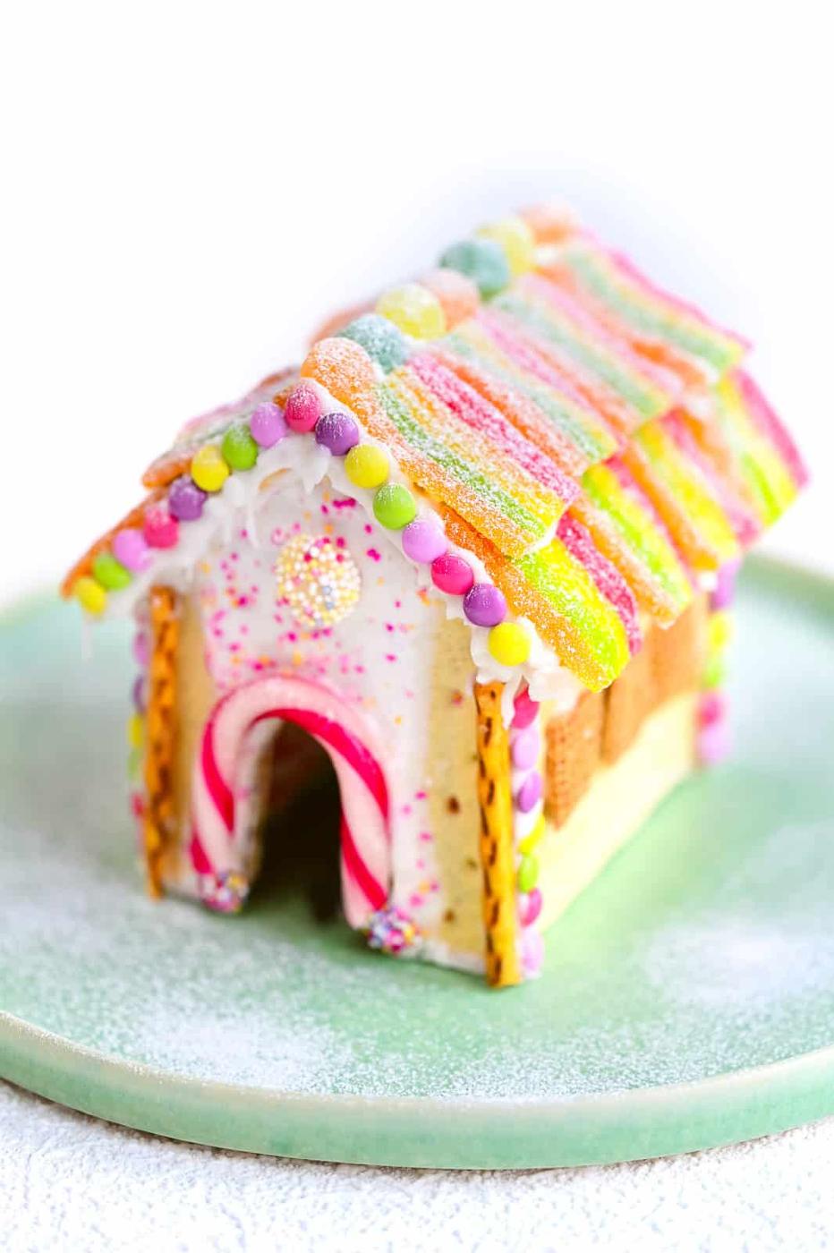 Pop Tart Gingerbread House decorated with candy