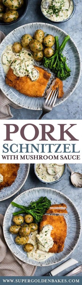 Pork schnitzel with creamy mushroom sauce - a tasty midweek meal that cooks in under 30 minutes | Nusde