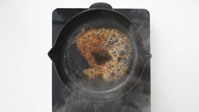 Deglazing pan with wine