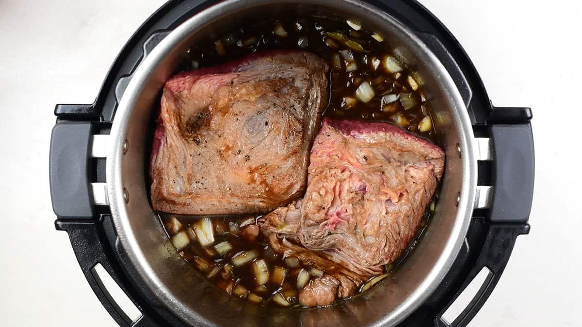 Cooking beef brisket in a pressure cooker