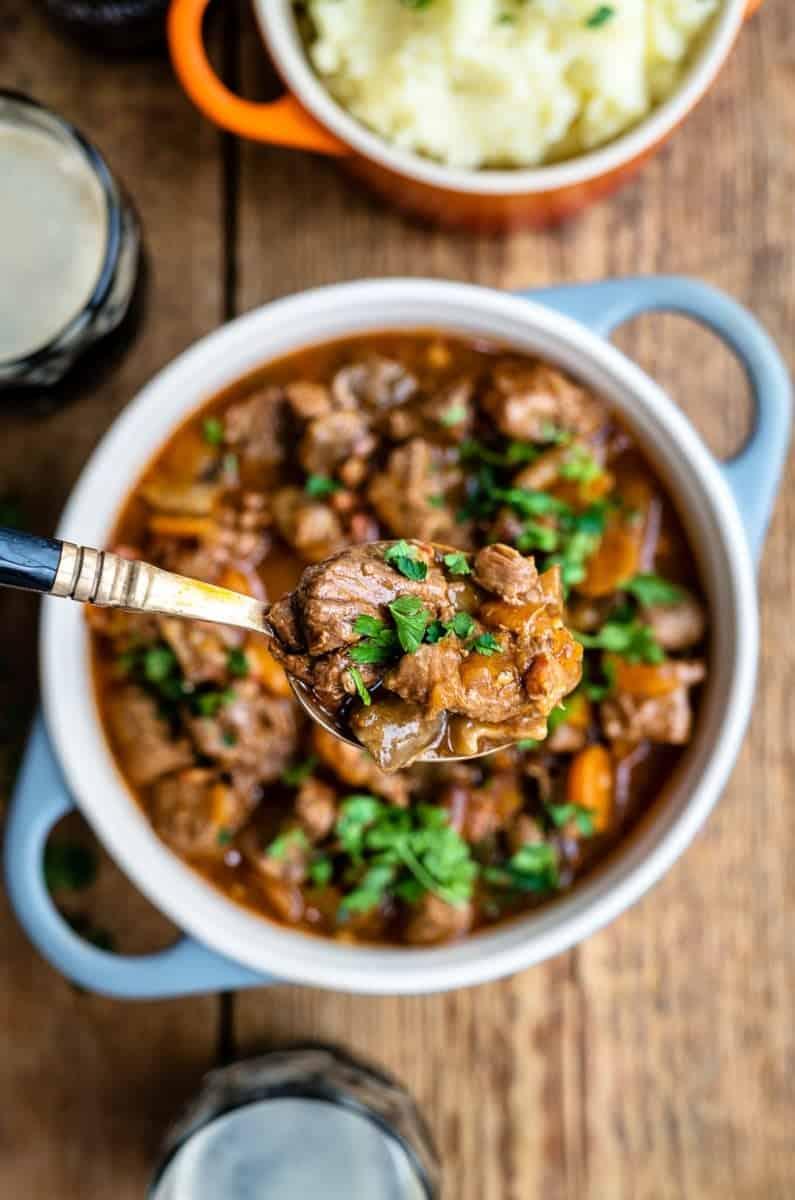 Guinness Beef stew close up