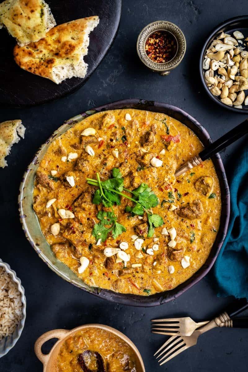 Indian lamb korma in a large bowl