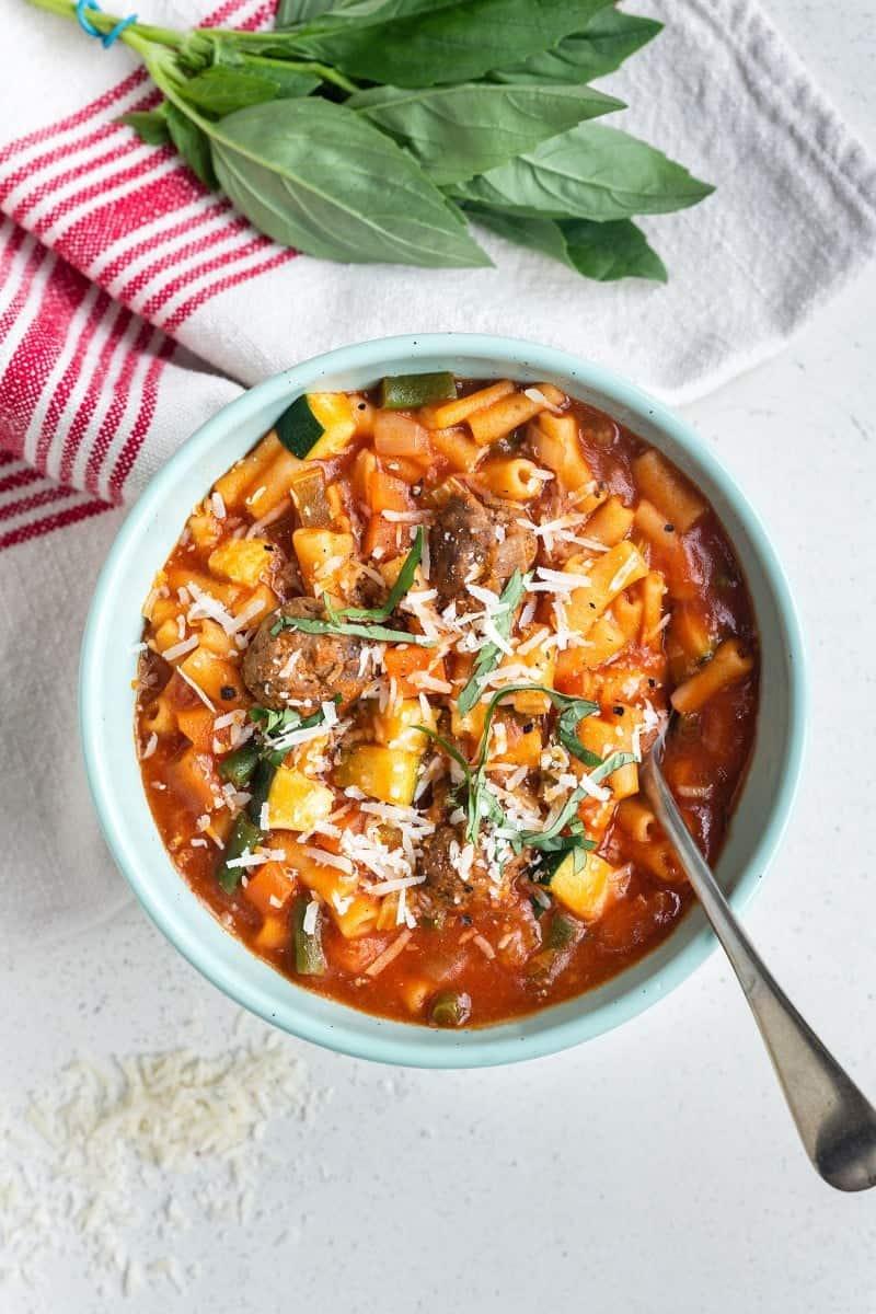 Pressure cooker meatball minestrone