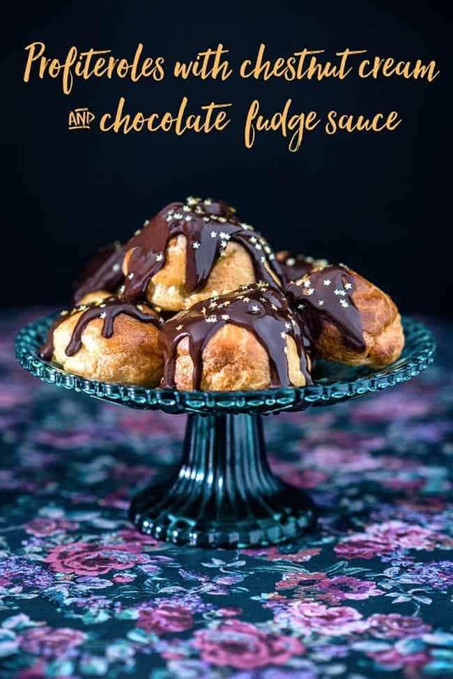 Profiteroles with Cream and Chocolate Sauce