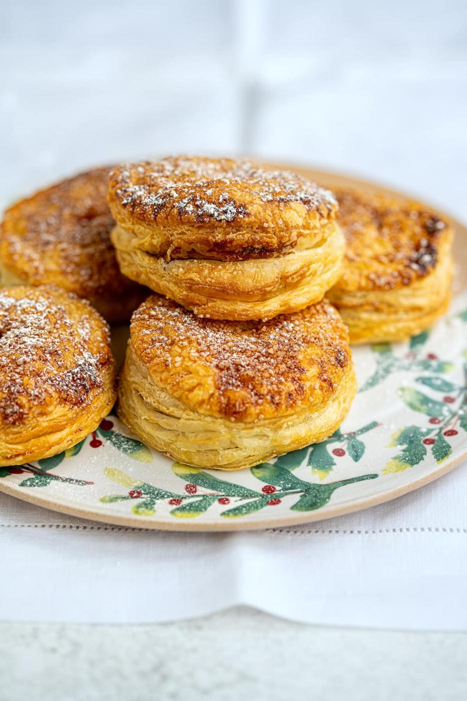 puff pastry mince pies on a plate