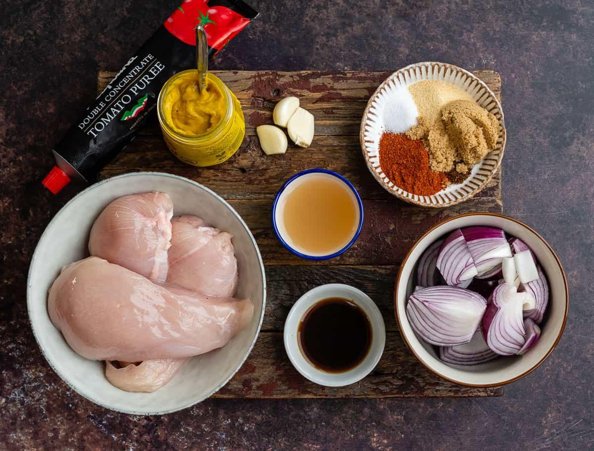ingredients for slow cooker pulled chicken