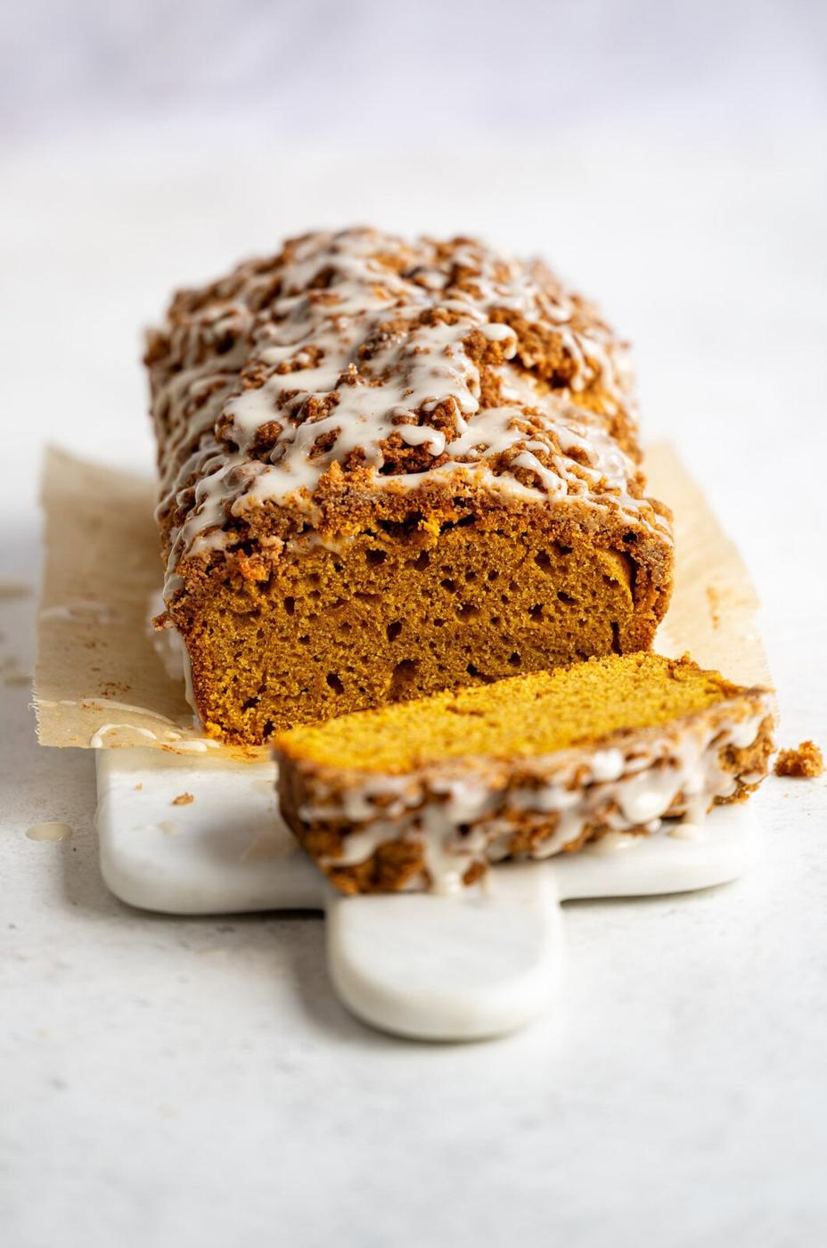 Sliced pumpkin apple loaf
