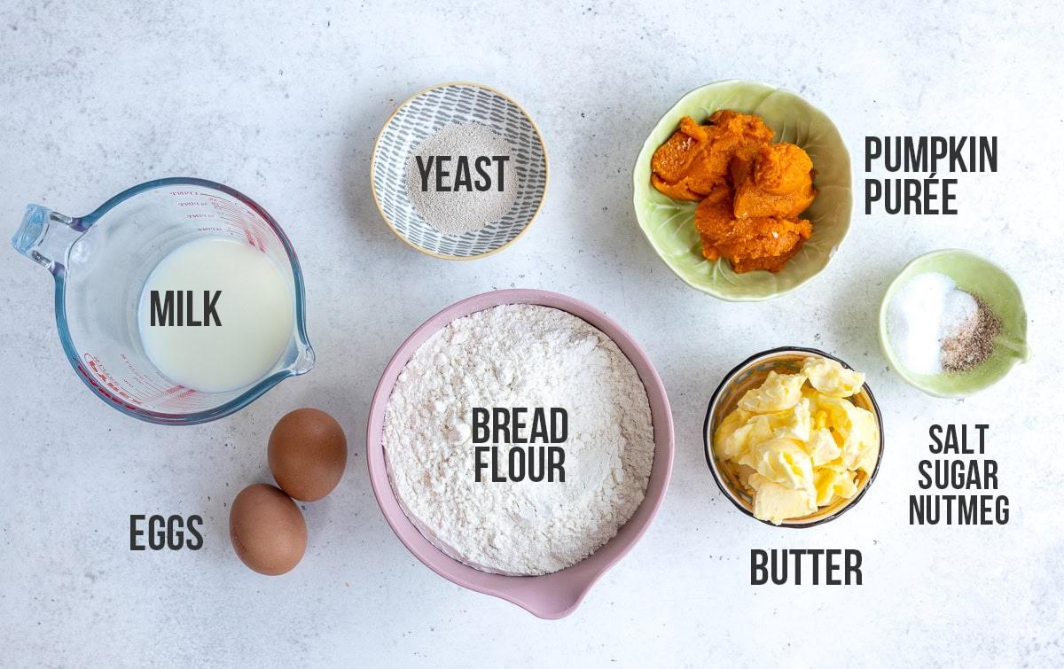 ingredients for pumpkin dinner rolls