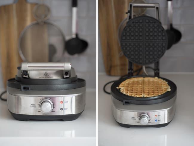 Making waffles in Sage waffle maker