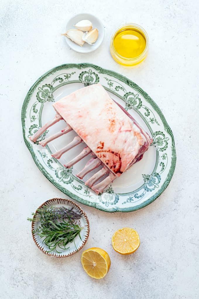 Ingredients for roast rack of lamb