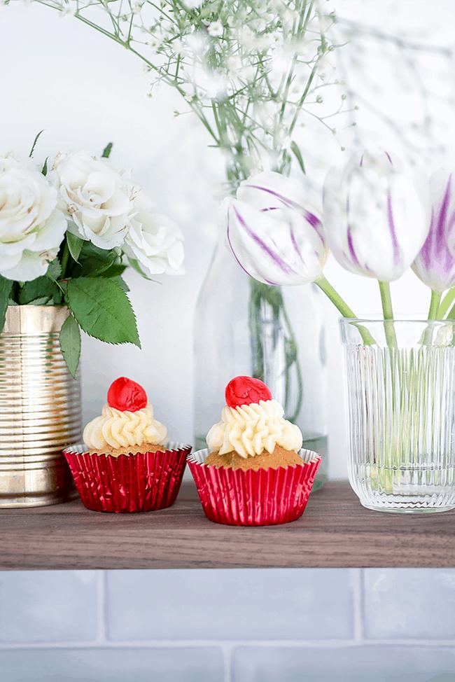 Cherry Vanilla Red Nose Day Cupcakes
