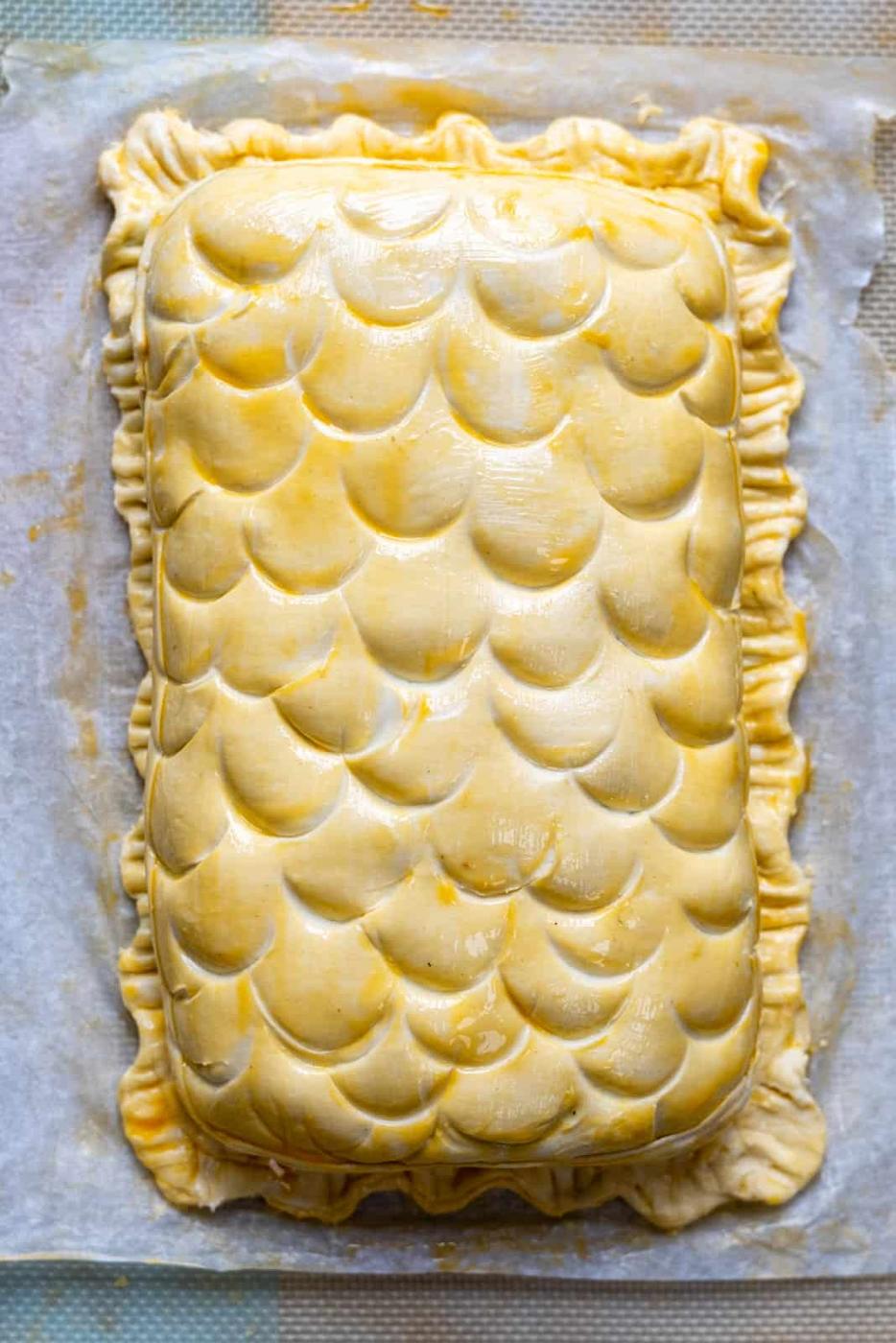 Salmon Wellington before baking
