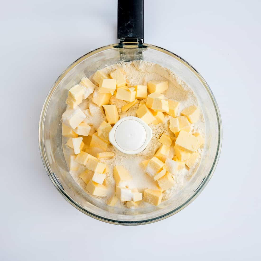 Flour and butter in a food processor