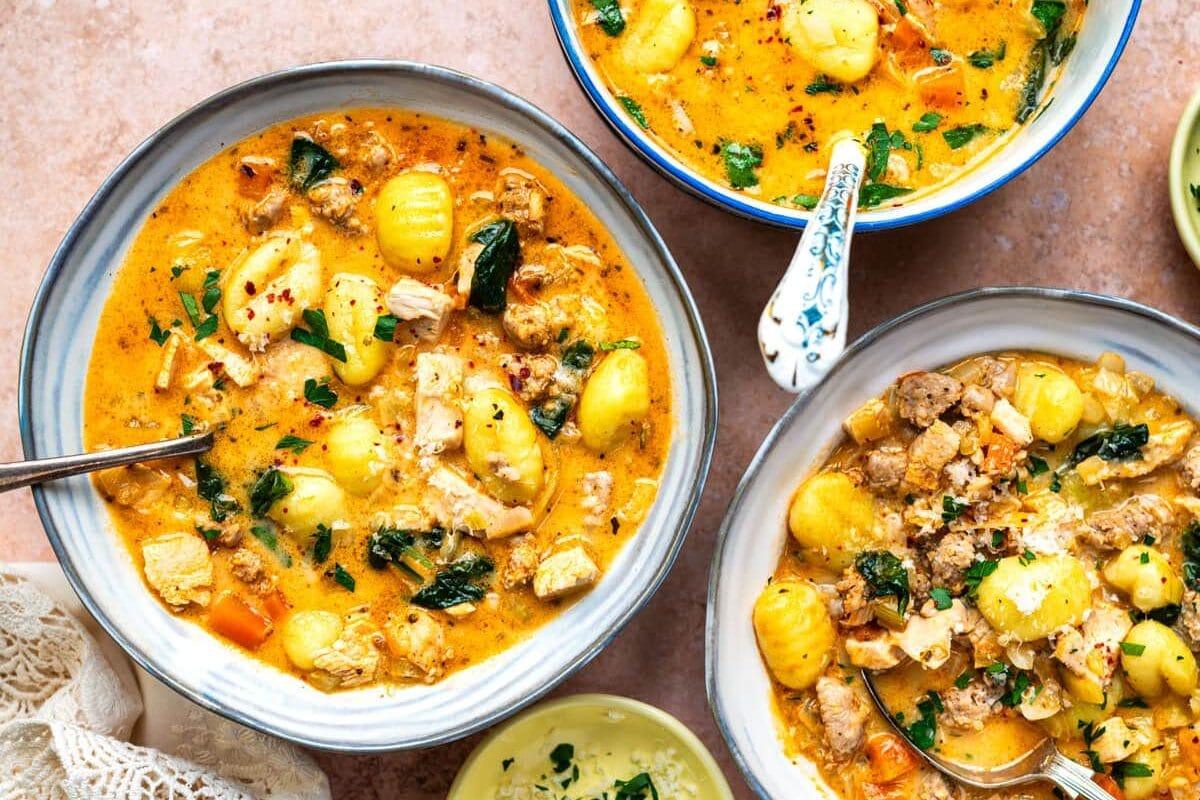Creamy Sausage Gnocchi Soup with Leftover Turkey