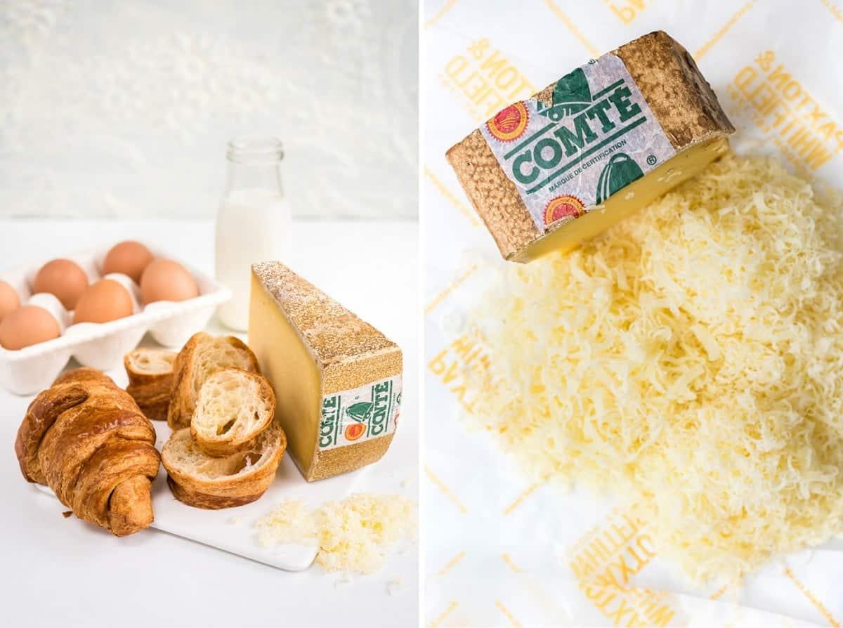This savoury croissant pudding with Comté cheese and bacon is perfect for feeding a crowd on special occasions!