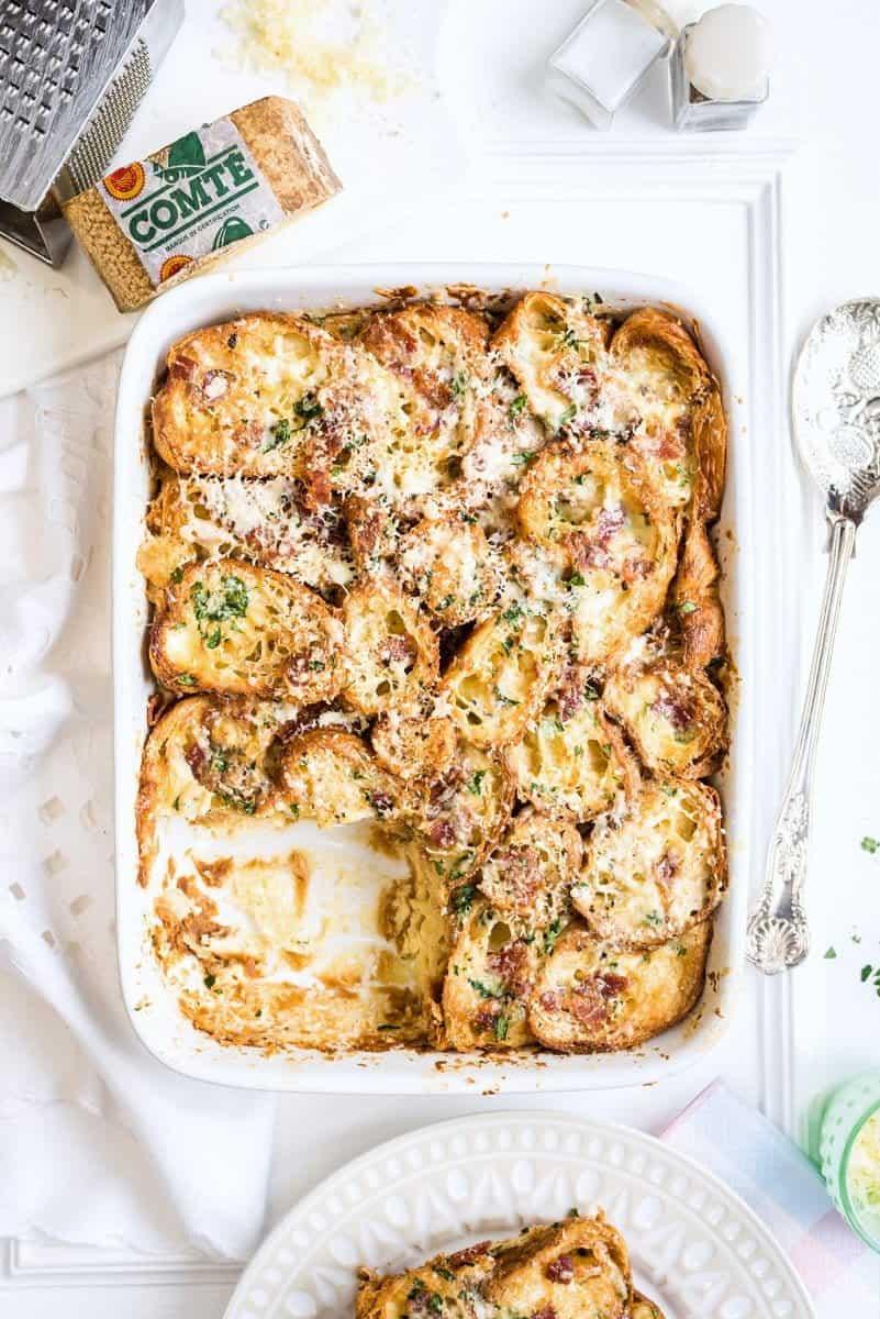 Savoury Croissant Pudding with Comté cheese