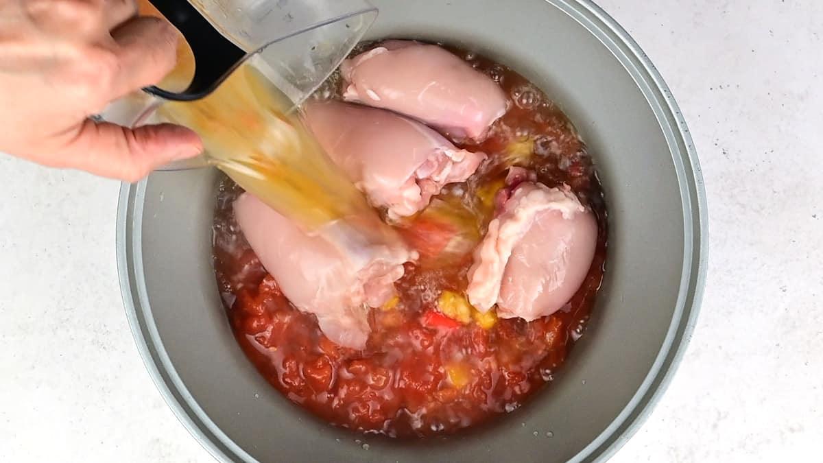 Ingredients for Sicilian Chicken soup in a slow cooker