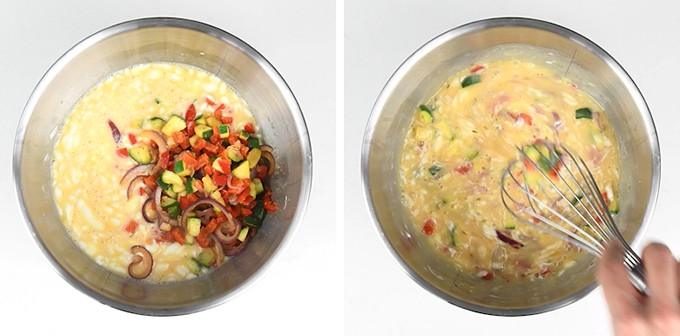 Preparing a vegetarian crustless quiche