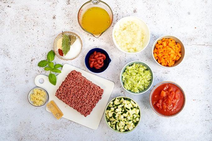 Slimming World Spaghetti Bolognese ingredients