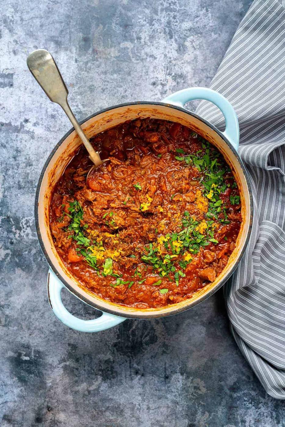 Pot of beef ragu
