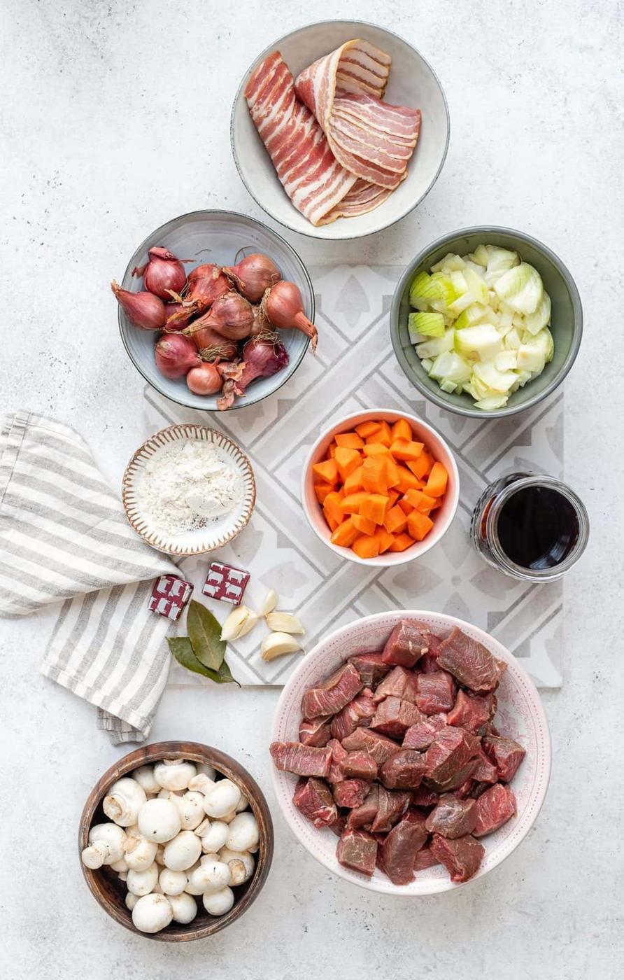 Ingredients for Beef Bourguignon