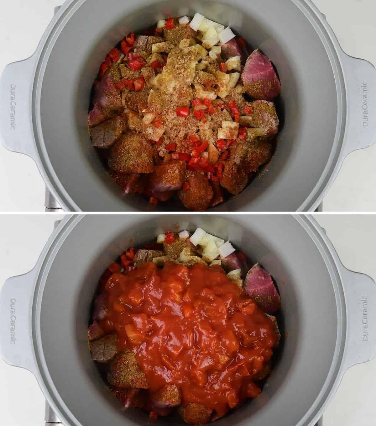 Slow cooker beef curry collage