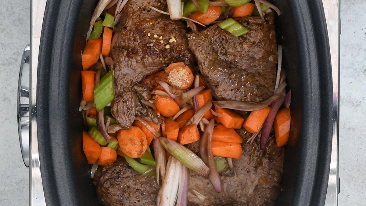 slow cooker braised steak