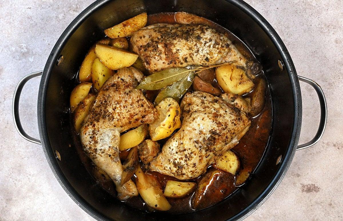 chicken and potatoes in a crock pot