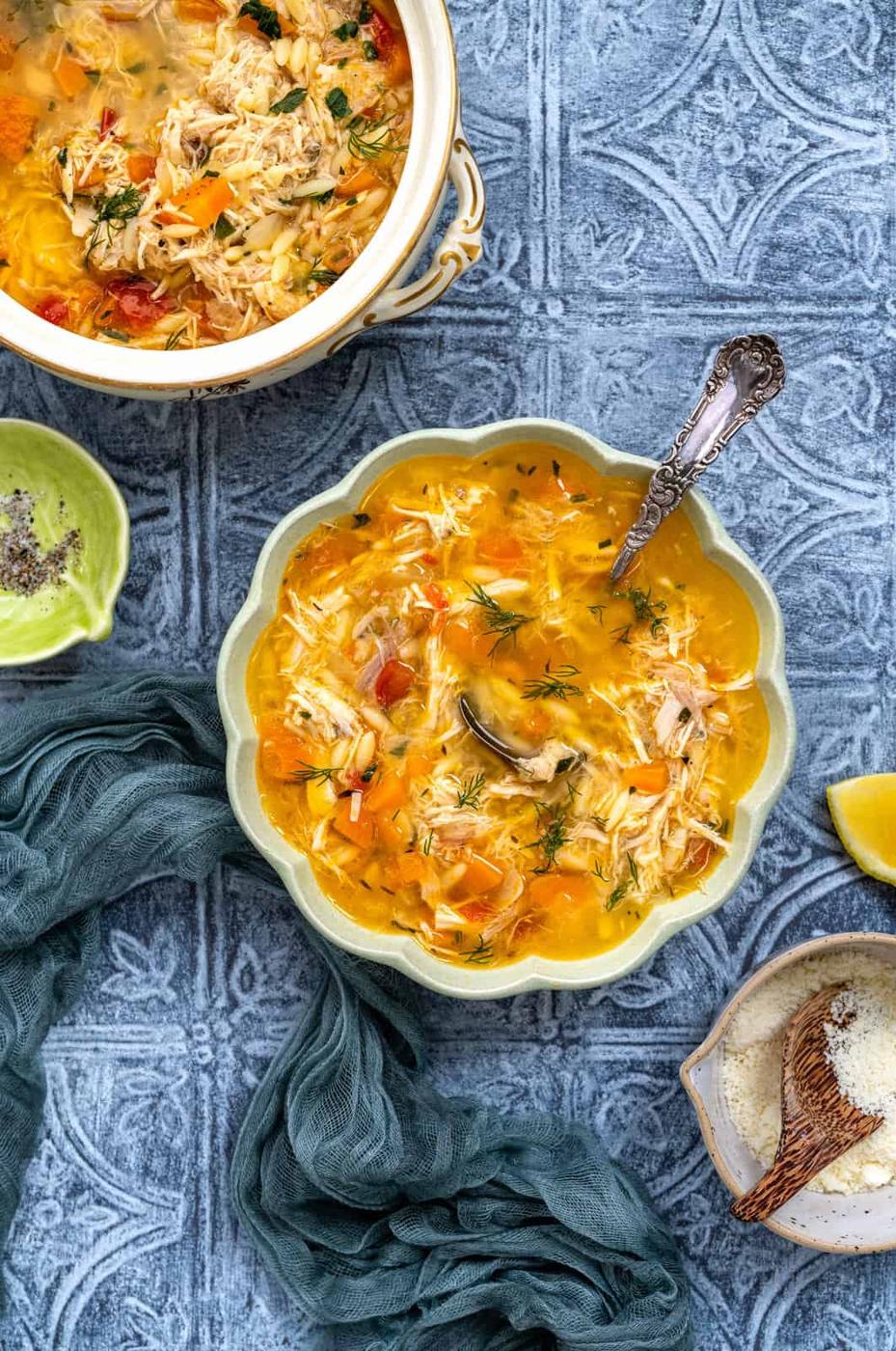 Bowl of crockpot chicken soup