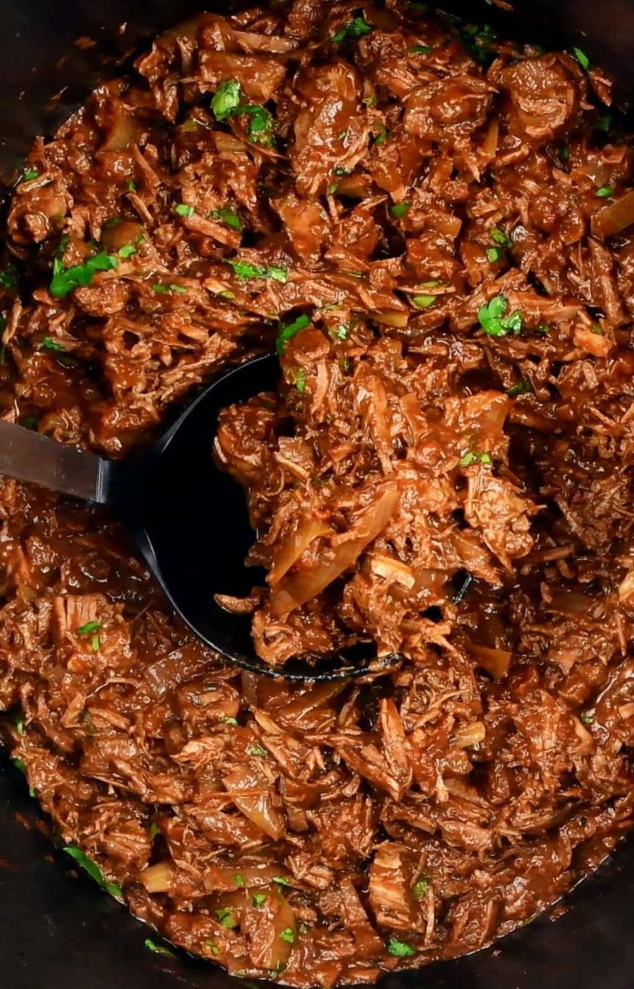 close up on keto chili in a slow cooker