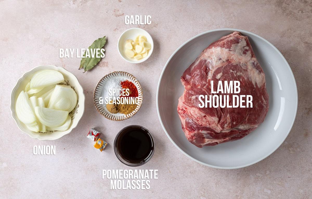 Ingredients for slow cooker lamb shoulder