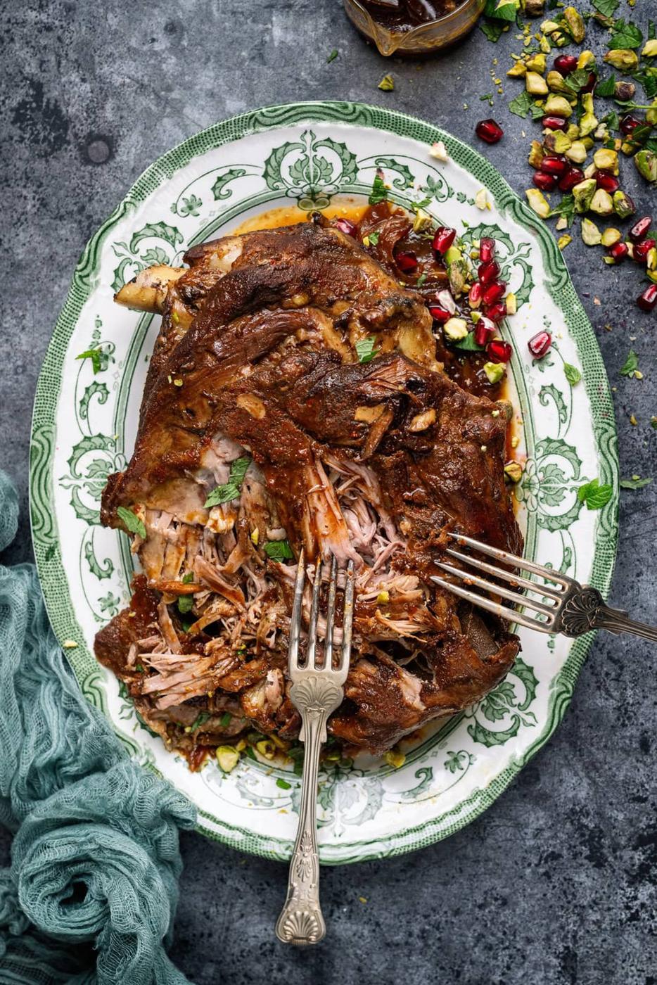 Slow Cooker Lamb Shoulder with Pomegranate Molasses