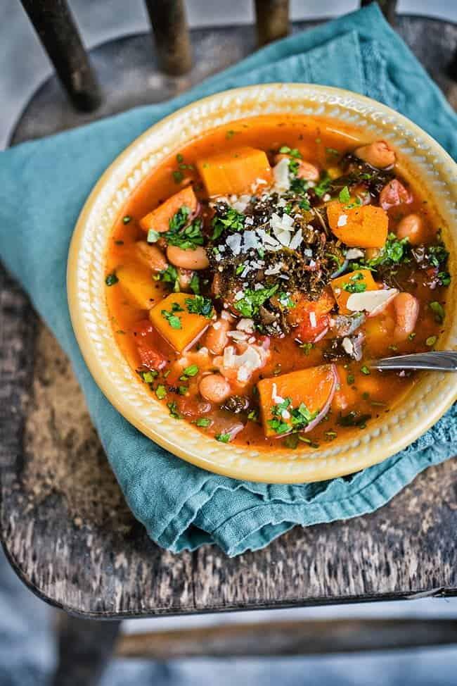 Slow Cooker Squash, Bean and Kale Stew { vegan }