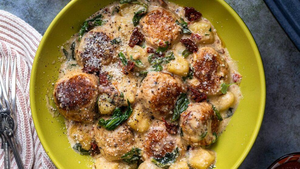 Slow Cooker Tuscan Chicken Meatballs With Gnocchi