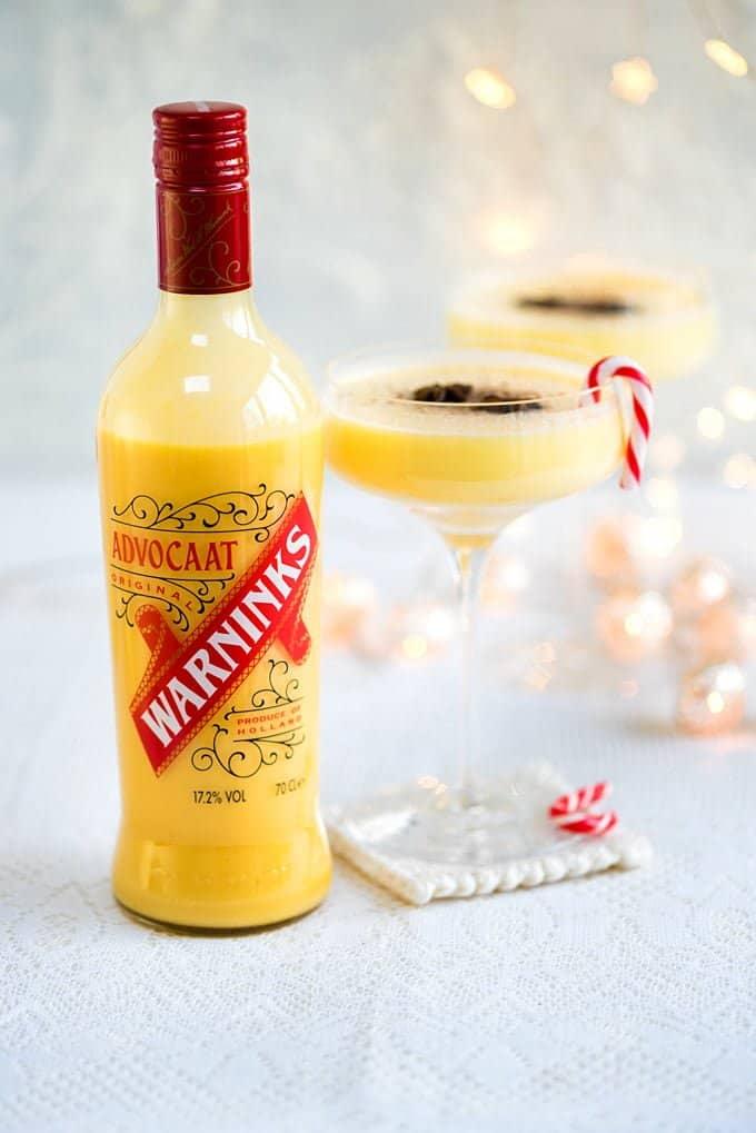 Snowball drink served in a coupe glass