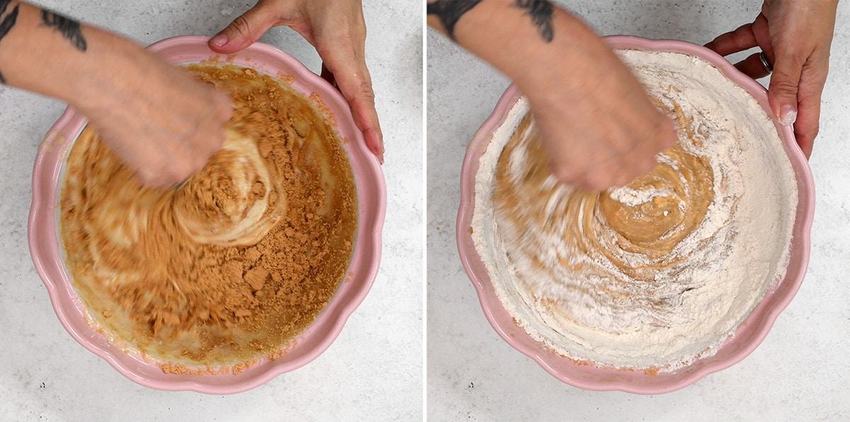 sourdough banana bread process shots