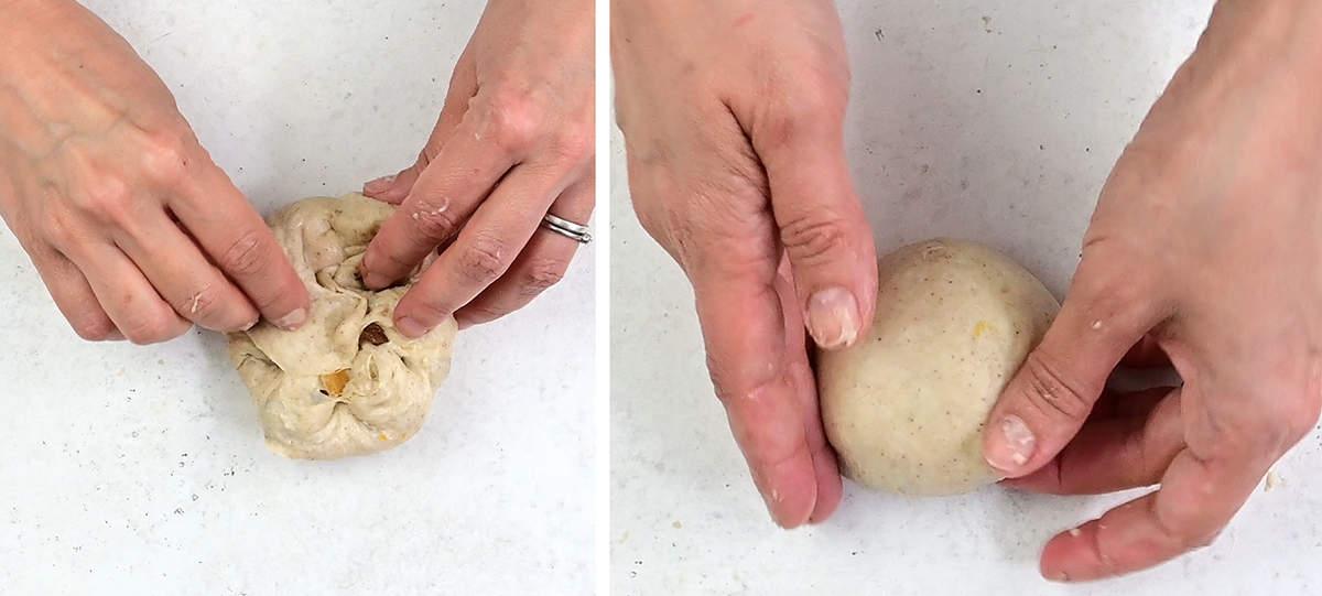 shaping sourdough hot cross buns collage