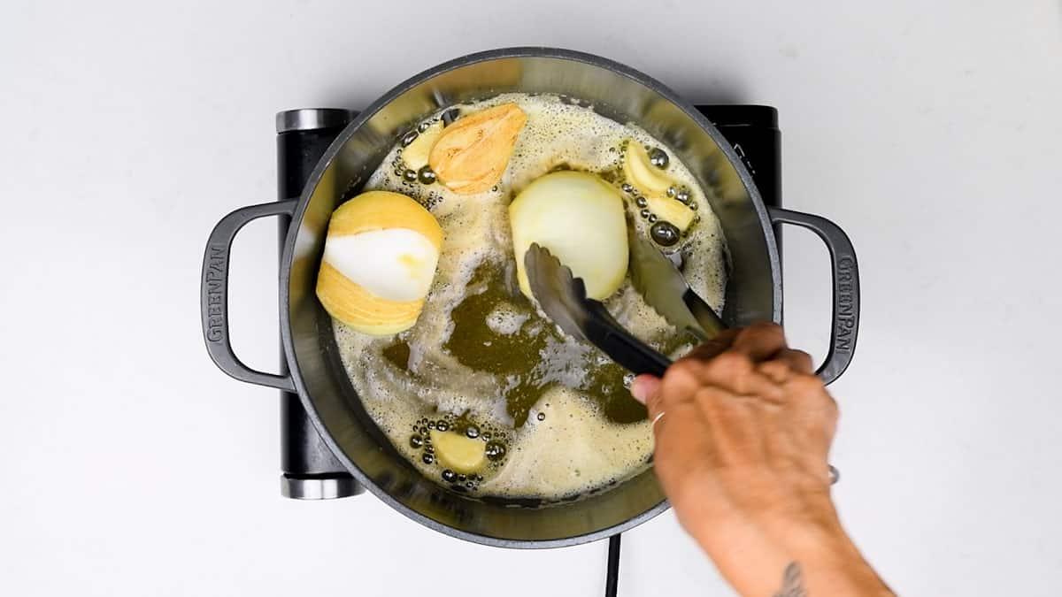 browning onions in brown butter