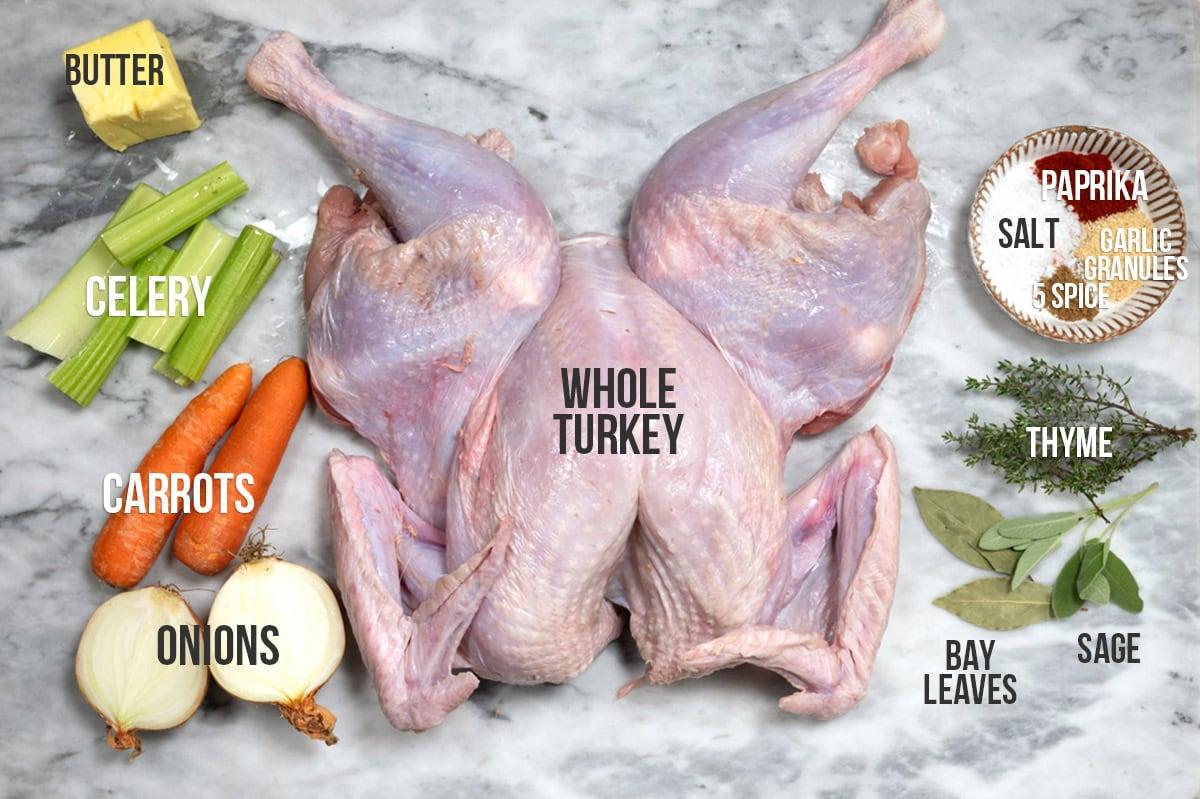 ingredients for butterflied roast turkey