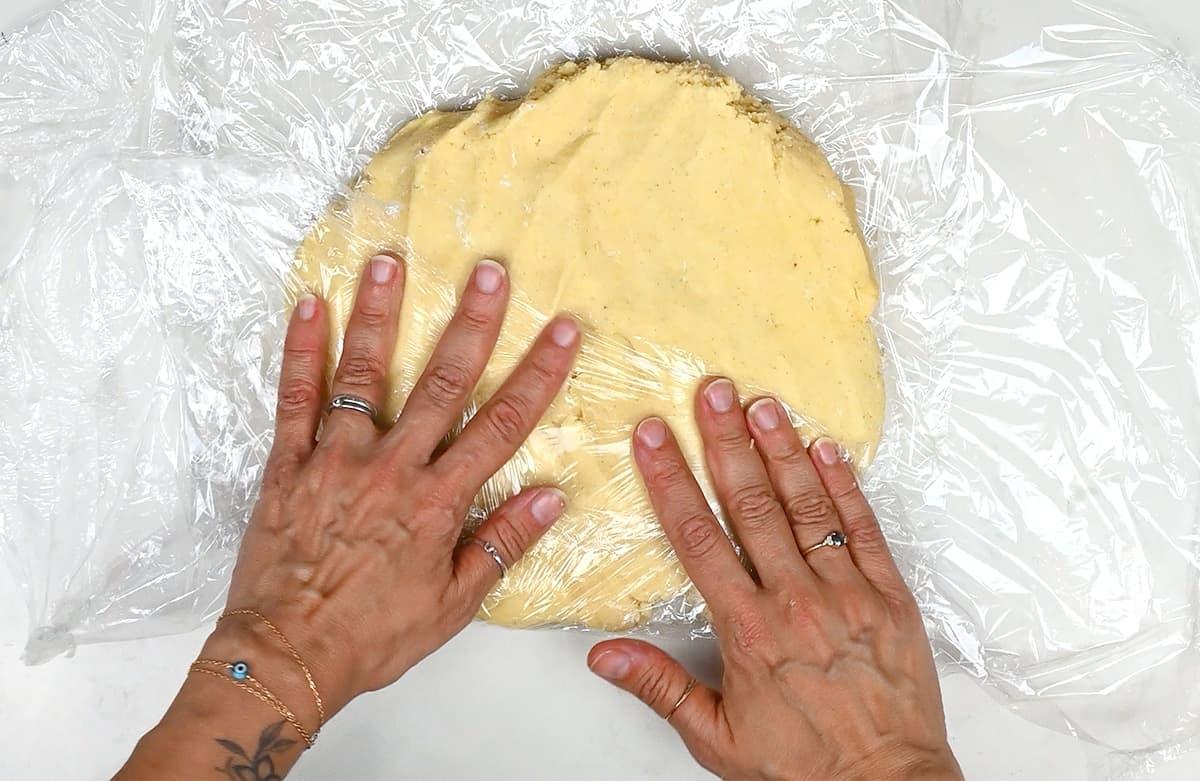 Cookie dough in plastic wrap