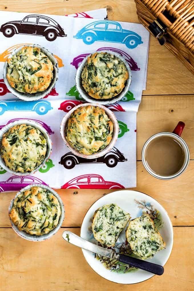 Spanakopita muffins - packed with feta cheese, spinach and herbs these make the perfect portable snack.