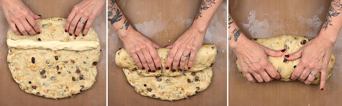collage showing how to shape stollen