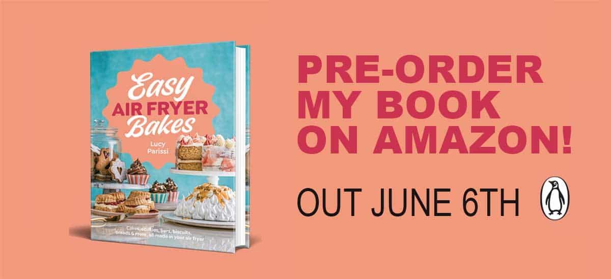 Pre-order Easy Air Fryer Bakes cookbook on Amazon banner