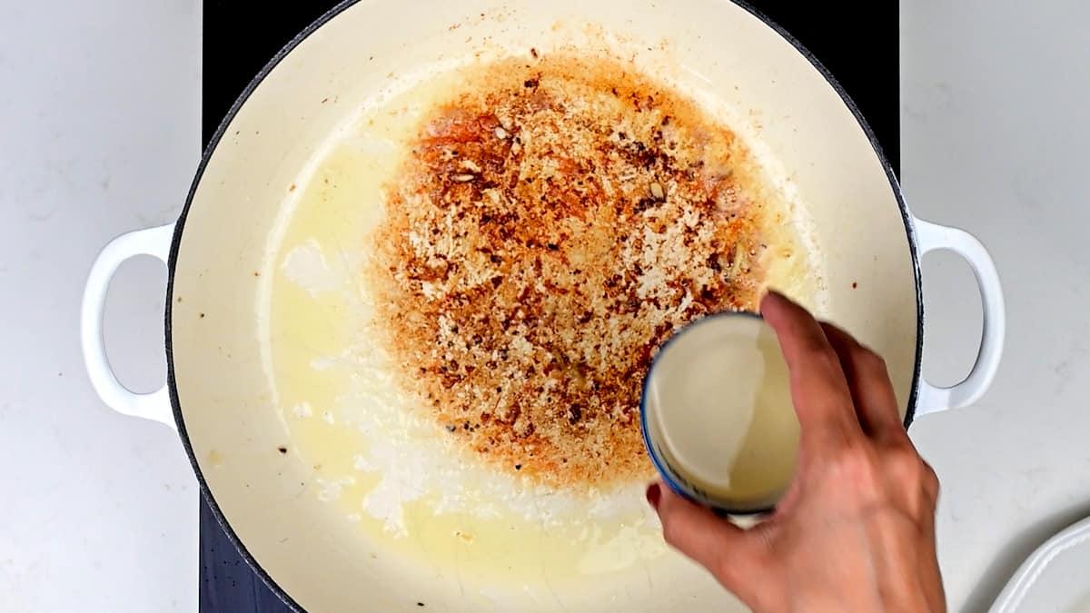 deglazing pan with white wine