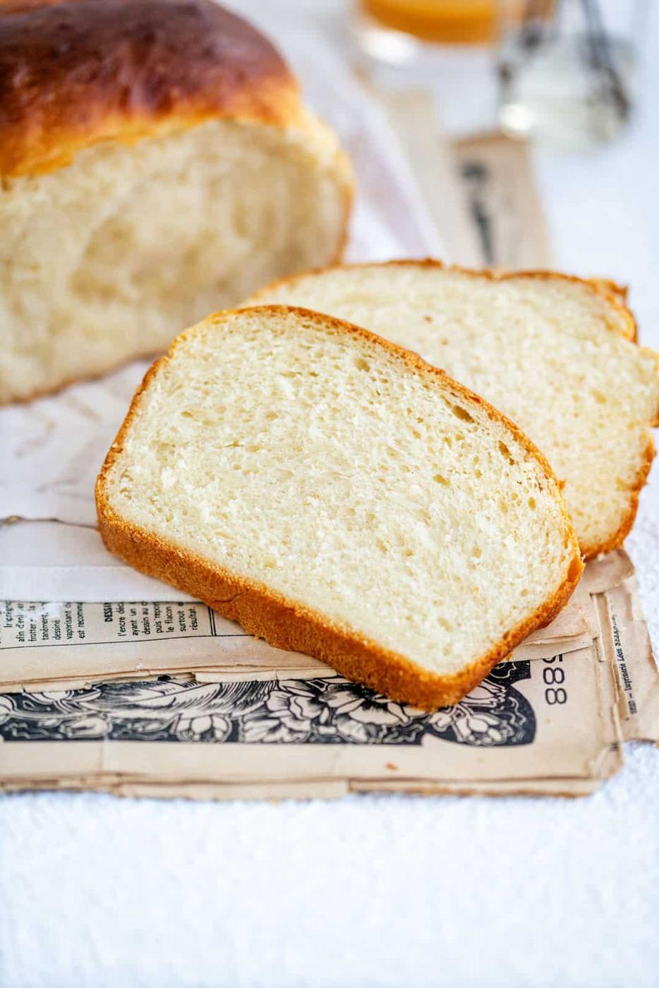 Close up on slices of milk bread